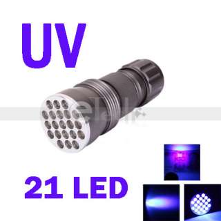 21 UV LED Ultra Violet Blacklight Flashlight Torch Waterproof  