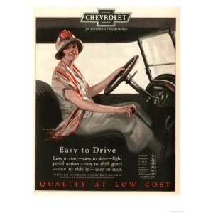 Chevrolet, Women Woman Drivers Driving Cars, USA, 1920 Premium Poster 