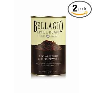 Bellagio Epicurean Unsweetened Cocoa Powder, 6 Ounce Canisters (Pack 