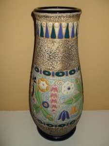   AMPHORA ENAMELLED PERCHED BIRD VASE c1916 European Art Pottery  
