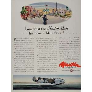 1944 Ad Martin Mars Aircraft Airplane Main Street USA   Original Print 
