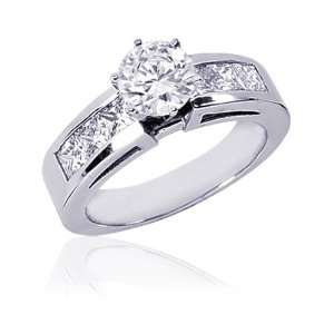  1.75 Ct Round Diamond Engagement Channel Set Ring 14K 
