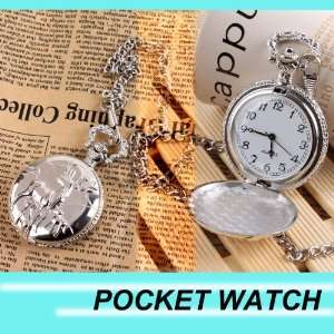   Watch Round White Dial+silver Fawn Round Metal Pocket Watch W0359
