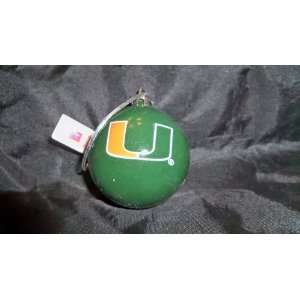  University of MIami Green Christmas Ball Ornament 