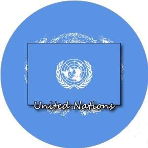   58mm Round Badge Style Keyring United Nations Flag