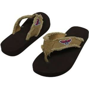 Atlanta Hawks Unisex Frayed Flip Flops   Khaki