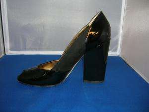BALLY Black Patent Leather/Suede Open Toe Pumps Shoes 6  