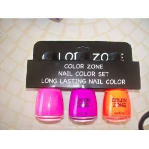 Color Zone Nail Color Set Long Lasting Nail Color 3 Bottles .65 oz 