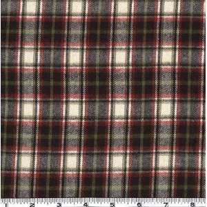  45 Wide Flannel Plaid Green/Burgundy/Black Fabric By The 