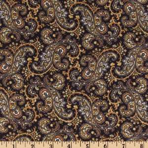  43 Wide Oasis Paisley Aubergine/Tan Fabric By The Yard 