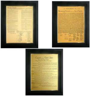 Constitution, Bill of Rights & Declaration Framed Set  