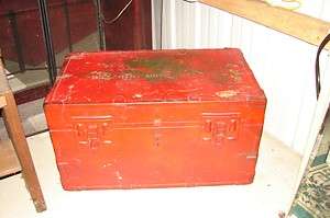 VINTAGE ARMY TRUNK STORAGE BOX CHEST TABLE RUSTIC  