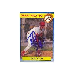 Todd Etler, Cincinnati Reds, 1992 Front Row Draft Pick Autographed 
