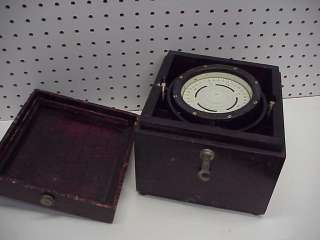 Antique Nautical Double Gimbal Mount 4.25 Dial Compass in Wood Case 