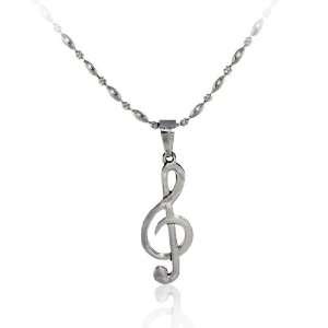  Mens Stainless Steel 20 Inch Music G Clef Pendant Beaded 