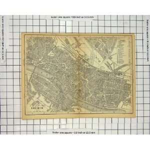  Antique Map Germany Street Plan Bremen Grosse Weser