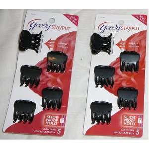   Goody Stayput Slide Proof Hold Mini Hair Claw Clips Black 10pc Beauty