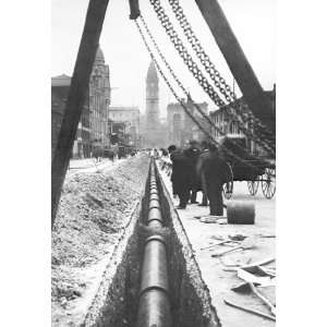 Installing a Water Pipe, North Broad Looking South, Philadelphia, PA 