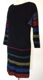 REGINA ULLMANN black/metallic colors WOOL KNIT sweater dress S  