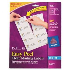  Avery 8663   Easy Peel Inkjet Mailing Labels, 2 x 4, Clear 