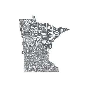  Typographic Minnesota Charcoal Premium Giclee Poster Print 