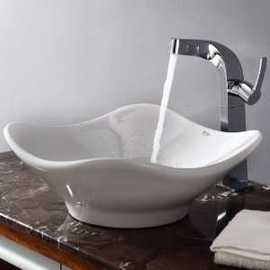   Tulip Ceramic Sink and Typhon Faucet Chrome, White