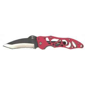 Valor Tarpon Bay Liner Lock with Pierced Red AluminumScales 3.5 Tanto 