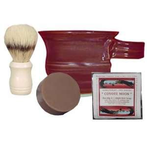  Burgundy Shaving Mug Gift Set with Coyote Moon Shaving 