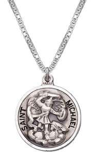 925 Sterling Silver Archangel Saint St Michael Catholic Pendant 