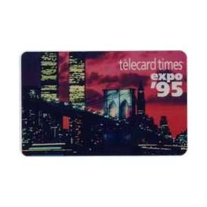   10m Telecard Times Expo 95 NYC Skyline Bridge & W/ Twin Towers USED