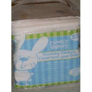  Honey Bunny AZO Free 5pc Receiving Blankets (Blue) Baby