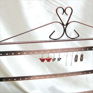 BRONZE TRIFOLD NECKLACE EARRINGS HOLDER RACK DISPLAY  
