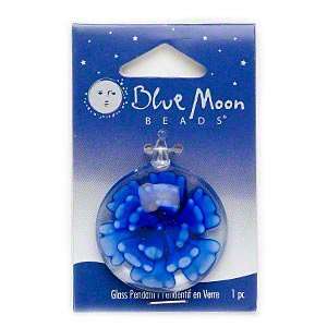  Pendant, Blue Moon Beads®, lampworked glass, clear/dark 
