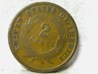 1864 VG SHIELD TWO CENT PIECE  SMALL MOTTO  ID#X978 99C N/R  