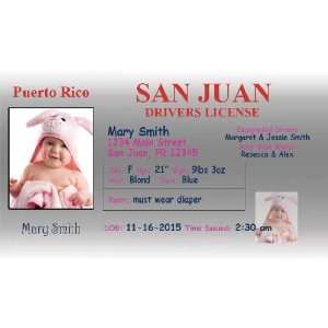   Baby Drivers License (set of 20) Birth Announcement Puerto Rico