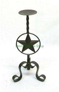 Western Decor Twisted Steel Texas Star Candle Holder 14 1/2 Tall 