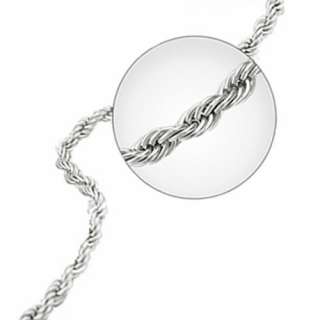 Stainless Steel Necklace w/ Twisted Links Rope Type 3mm Wide Chain 