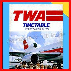 TWA AIRLINES 1976 AIRLINE TIMETABLE SCHEDULE PLUS B747 POSTCARD 