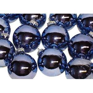  Set of 16 Shiny Metallic Ice Blue Glass Ball Christmas 