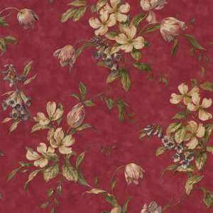  Waverly 5508250 Tulip Trail Wallpaper, Red, 20.5 Inch Wide 