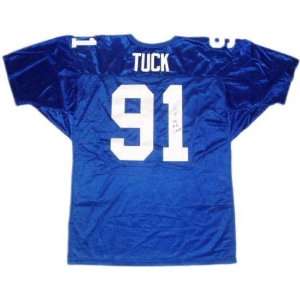  Justin Tuck New York Giants Autographed Blue Wilson Jersey 