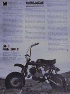 SHE MINIBIKE Original Impression Article 1971 MINI BIKE  
