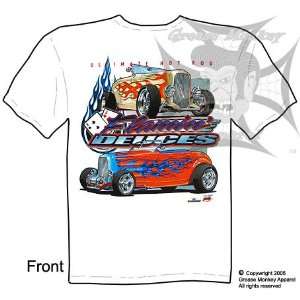 Size XL, Flaming Deuces 32 Ford Roadsters, Hot Rod T Shirt, New, Ships 