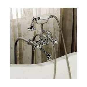 Barclay Wall Mounted Tub Faucet with Hand Shower, Cross Handles and 5 