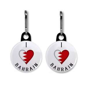  I HEART BAHRAIN 2 Pack World Flag 1 inch Zipper Pull 