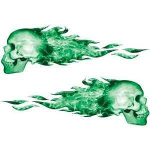  Inferno Skull Flames Green Automotive