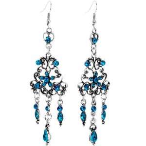 Blue Parisian Floral Chandelier Earrings Jewelry