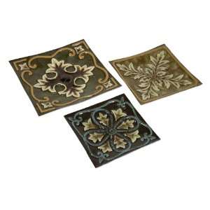 Set of 3 Contemporary Mesa Medallion Square Glass Serving Tray 