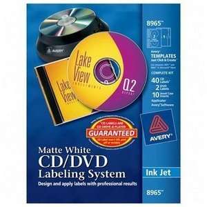Avery 8965   CD/DVD Design Kit, Matte White, 40 Inkjet Labels and 10 