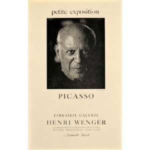  1971 Print Picasso Portrait Galiere Henri Wenger Poster 